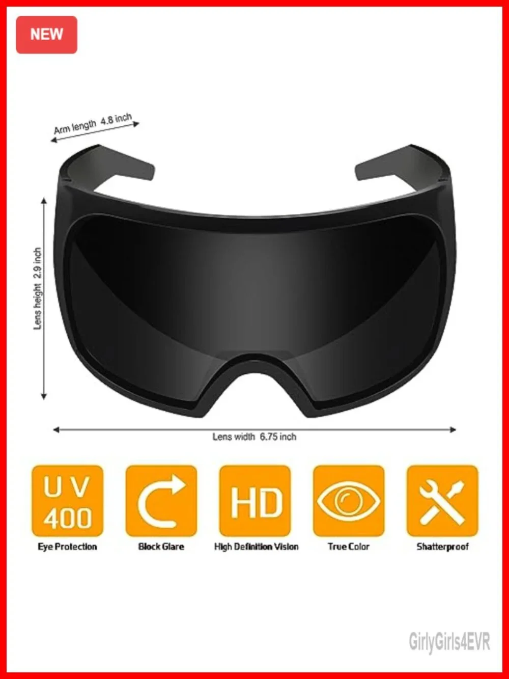 Oversized Futuristic Shield Sunglasses UV Protection Wrap Around
